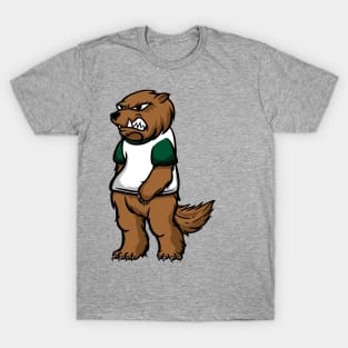Cute Anthropomorphic Human-like Cartoon Character Wolverine in Clothes T-Shirt